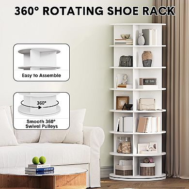 ANIXOL 7-Tier Rotating Shoe Rack, 360° Spinning Organizer for Up to 32 Pairs