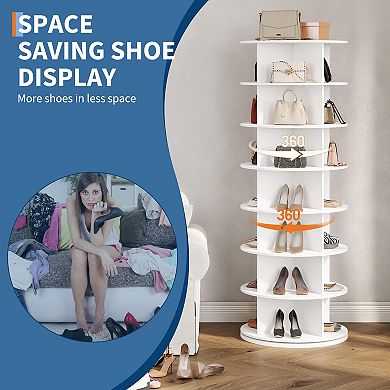 ANIXOL 7-Tier Rotating Shoe Rack, 360° Spinning Organizer for Up to 32 Pairs