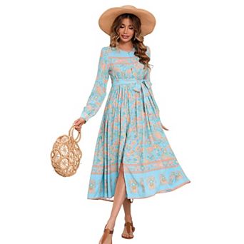 Women’s Floral Button-Down Flowy Midi Dress