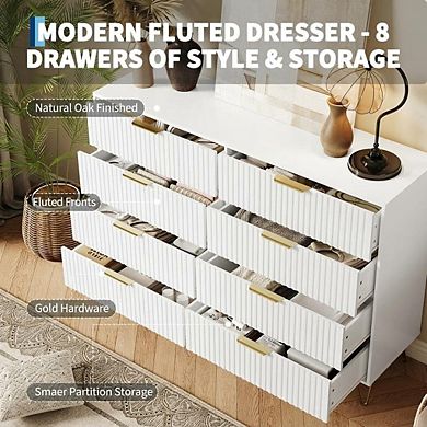 ANIXOL Fluted 8-Drawer Bedroom Dresser