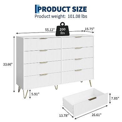 ANIXOL Fluted 8-Drawer Bedroom Dresser