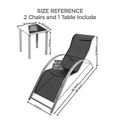 ANIXOL 3-Piece Outdoor Reclining Chaise Set