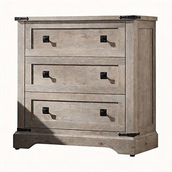 32" Farmhouse Nightstand Charging Station 3-Drawer Bedside Table