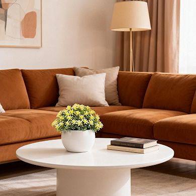 4pcs Colorful Artificial Potted Plants Mini Faux Greenery in Small White Pots for Home Decor