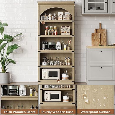 ANIXOL 5-Tier Arched Farmhouse Bookcase