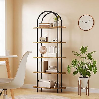 ANIXOL 5-Tier Arched Bookshelf with Metal Frame