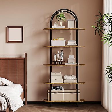 ANIXOL 5-Tier Arched Bookshelf with Metal Frame