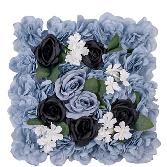 12-Pack Flower Wall Panels, 15x15" Artificial Silk Rose Backdrop 3D Silk Hydrangea Rose Floral Panel