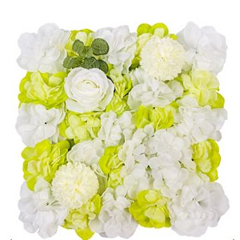 12-Pack Flower Wall Panels, 15x15" Artificial Silk Rose Backdrop 3D Silk Hydrangea Rose Floral Panel