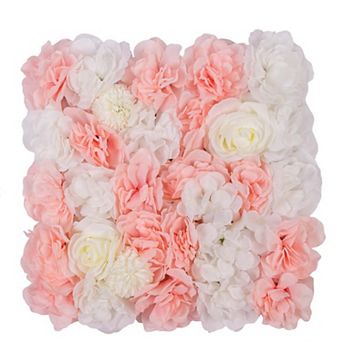 12-Pack Flower Wall Panels, 15x15" Artificial Silk Rose Backdrop 3D Silk Hydrangea Rose Floral Panel