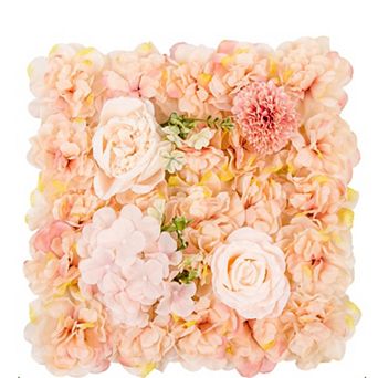 12-Pack Flower Wall Panels, 15x15" Artificial Silk Rose Backdrop 3D Silk Hydrangea Rose Floral Panel