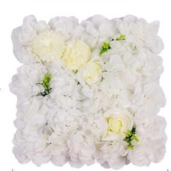 12-Pack Flower Wall Panels, 15x15" Artificial Silk Rose Backdrop 3D Silk Hydrangea Rose Floral Panel