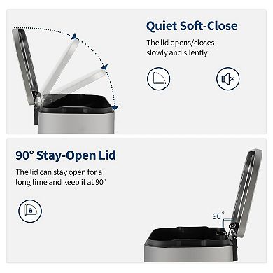 8 Gal Kitchen Trash Can, Fingerprint-Proof Stainless Steel Garbage Can with Soft-Close Lid