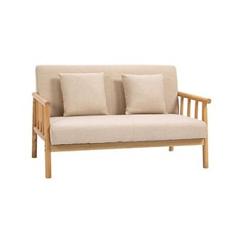 Rubberwood Sofa With Upholstered Cushion