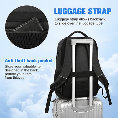 Waterproof Laptop Backpack With USB Port Travel School Business Bag