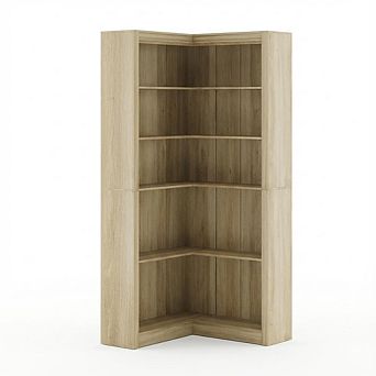 ANIXOL 5 tier L-Shaped Corner Bookcase with Open Shelves