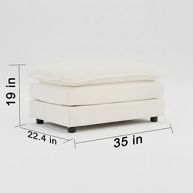 Homy Casa 2-Seat Sectional Sofa with Ottoman, L-Shaped Chenille Loveseat