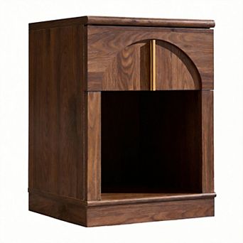 18" Modern Arched Nightstand with Charging Station Drawer Shelf