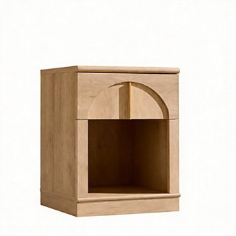 18" Modern Arched Nightstand with Charging Station Drawer Shelf