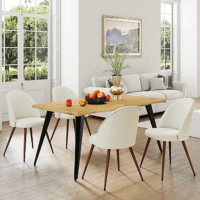 Homy Casa 63'' Rectangular Dining Table for 4-6, Modern Wood Top with Metal Legs