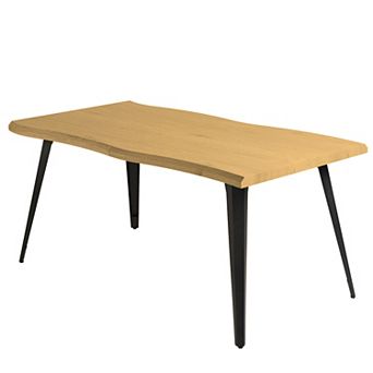 Homy Casa 63'' Rectangular Dining Table for 4-6, Modern Wood Top with Metal Legs