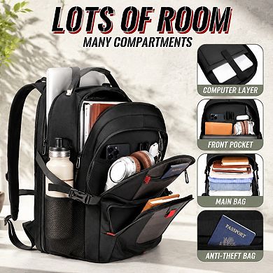 Lifetime Warranty Travel Rucksack TSA Approved Extra Large Storage Durable Laptop Backpack