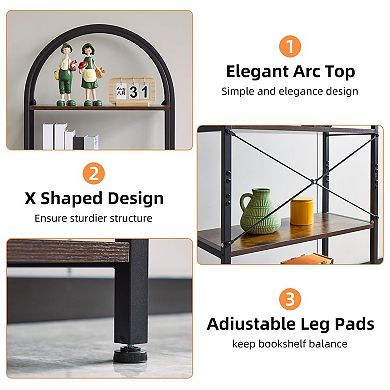 ANIXOL 5-Tier Arched Bookshelf with Metal Frame