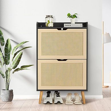ANIXOL 2-Tier Flip-Down Shoe Cabinet with Ventilation