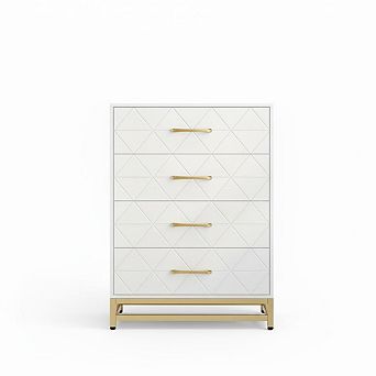 ANIXOL 4-Drawer White Bedroom Dresser