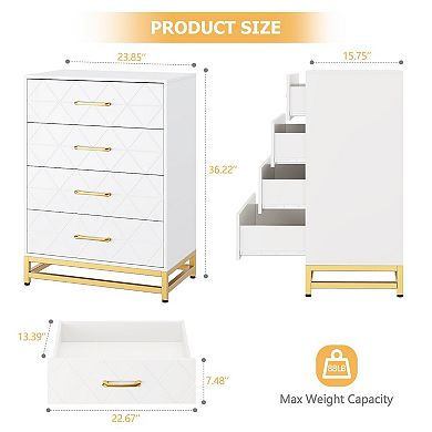 ANIXOL 4-Drawer White Bedroom Dresser