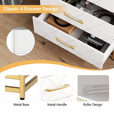 ANIXOL 4-Drawer White Bedroom Dresser