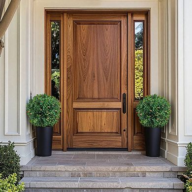 2pcs Artificial Olive Topiary Trees with Fruits, PE Leaves & Flowers on Plastic Stems, Metal Stakes