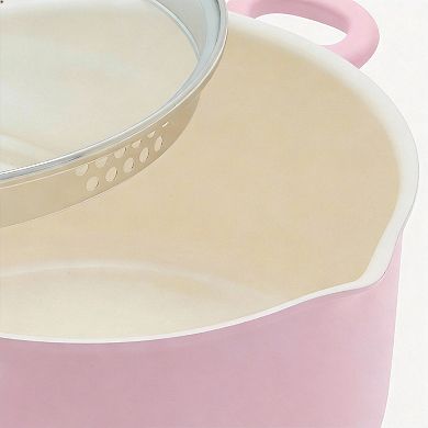 6-quart Ceramic Nonstick Stockpot Glass Straining Lid Dishwasher Safe