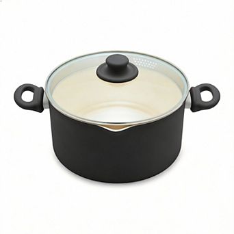 6-qt Ceramic Nonstick Stockpot Glass Straining Lid Dishwasher Safe