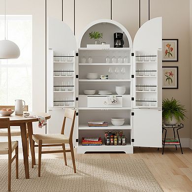 Homy Casa 72" Tall Arched Pantry Cabinet with Adjustable Shelves for Kitchen or Dining Room