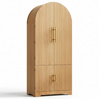 Homy Casa 72" Tall Arched Pantry Cabinet with Adjustable Shelves for Kitchen or Dining Room