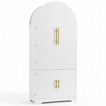 Homy Casa 72" Tall Arched Pantry Cabinet with Adjustable Shelves for Kitchen or Dining Room