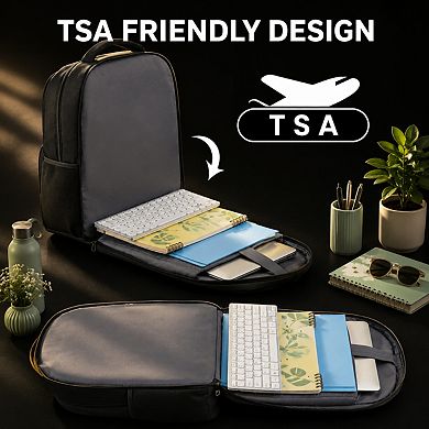 Water Resistant Laptop Backpack With USB Charging Port Travel Business Bag