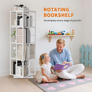 ANIXOL 4-Tier 360° Rotating Corner Bookshelf