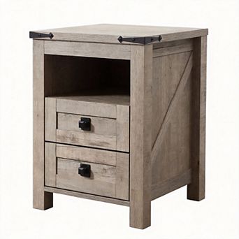 Charging Nightstand 2-Drawer End Table
