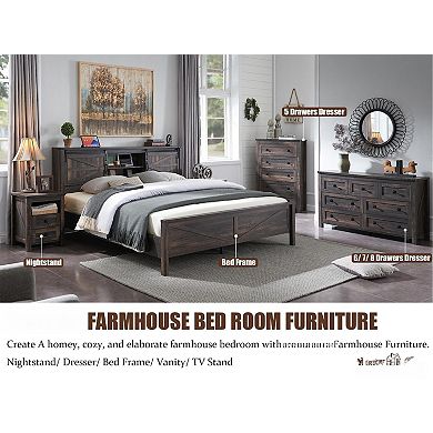 Charging Nightstand 2-Drawer End Table