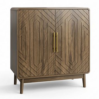Homy Casa Carved 2-Door Sideboard Cabinet with Storage, Adjustable Shelf Accent Cabinet