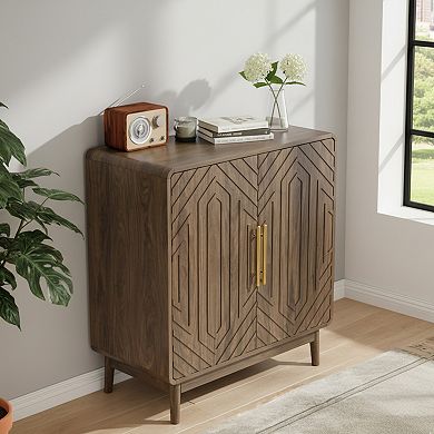 Homy Casa Carved 2-Door Sideboard Cabinet with Storage, Adjustable Shelf Accent Cabinet