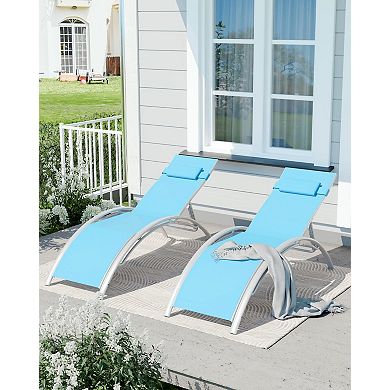 ANIXOL Aluminum Outdoor Chaise Lounge Set of 2