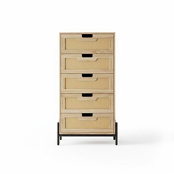 ANIXOL Rattan 5-Drawer Dresser Cabinet
