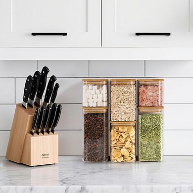 Airtight Glass Storage Canister Set 6-Piece Kitchen Pantry Jars for Food Storage