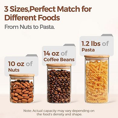 Airtight Glass Storage Canister Set 6-Piece Kitchen Pantry Jars for Food Storage