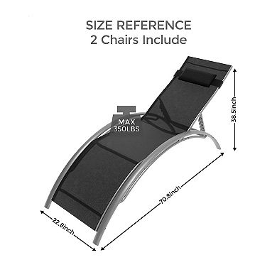 ANIXOL Aluminum Outdoor Chaise Lounge Set of 2