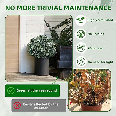 2-Pack Artificial Boxwood Topiary with Metal Ground Spike UV Resistant Outdoor Garden Decor