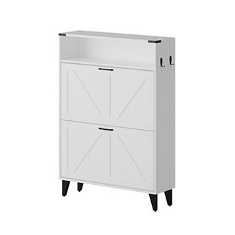 ANIXOL Narrow 2-Drawer Flip-Down Shoe Cabinet